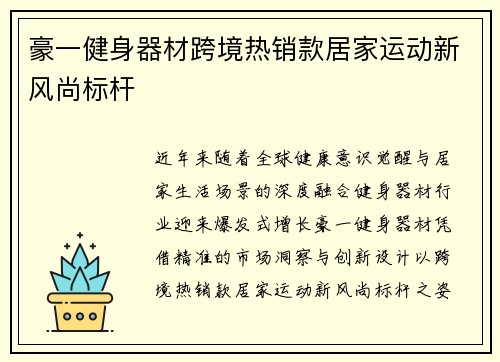 豪一健身器材跨境热销款居家运动新风尚标杆