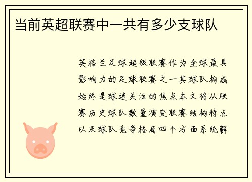 当前英超联赛中一共有多少支球队